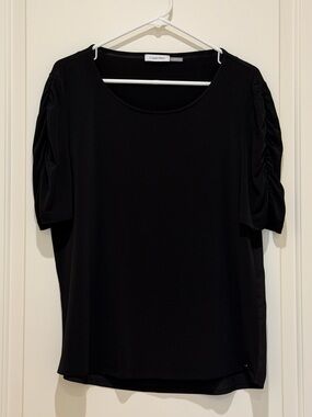Calvin Klein Black Scoop Neck blouse with sleeve detail